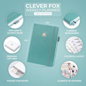 Clever Fox Planner 2nd Edition – Colorful Weekly & Monthly Goal Planner, Time Management & Product...