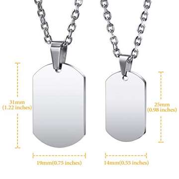 MeMeDIY Personalized Dog Tag Necklace Engraving Photo/Name/Date/Calendar Customized with Picture Pendant Necklace for Men Women Couples Memorial Stainless Steel Love Jewelry (Silver Color)
