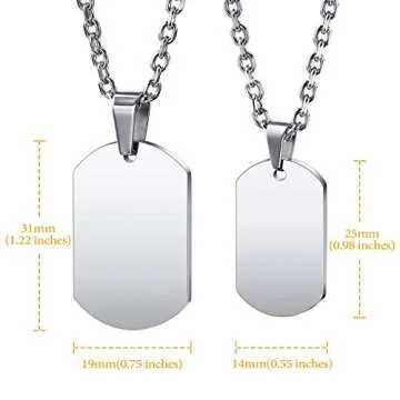 MeMeDIY Personalized Dog Tag Necklace Engraving Photo/Name/Date/Calendar Customized with Picture Pendant Necklace for Men Women Couples Memorial Stainless Steel Love Jewelry (Silver Color)