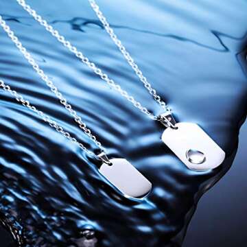 MeMeDIY Personalized Dog Tag Necklace Engraving Photo/Name/Date/Calendar Customized with Picture Pendant Necklace for Men Women Couples Memorial Stainless Steel Love Jewelry (Silver Color)