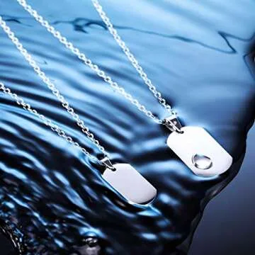 MeMeDIY Personalized Dog Tag Necklace Engraving Photo/Name/Date/Calendar Customized with Picture Pendant Necklace for Men Women Couples Memorial Stainless Steel Love Jewelry (Silver Color)