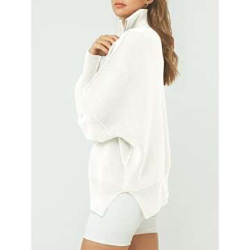 Caracilia Sweaters for Women 2024 Fall Oversized Zip Up Long Sleeve Casual Lapel Collar Drop Shoulder Soft Cozy Warm Loose Slouchy Pullover Clothes Clearance C56A6-mibai-M White