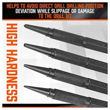 4-Piece Nail Setter Punch & Center Punch Set, Precise Marking, Enhanced Grip, Versatile Usage, Professional Woodworking & Carpentry Tool Kit