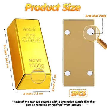 HyDren Gold Bar Fake Props for Parties and Decor