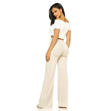 Cemi Ceri Women's High Waist Bell Bottom Flare Pants, Small, Nude