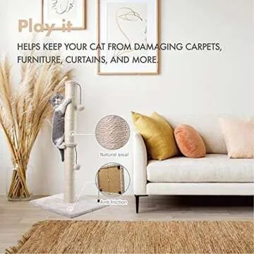 MECOOL 34” Tall Cat Scratching Post for Indoor Cats