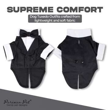 Parisian Pet Red Dog Shirt - Tartan Tux Black and White Dog Clothes - Stylish Dog Wedding Outfit - L...