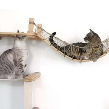 CatastrophiCreations Juggernaut Modern Cat Condo for Large and Small Cats, with Bridgewall, Hammocks, Scratching Poles, and Planters