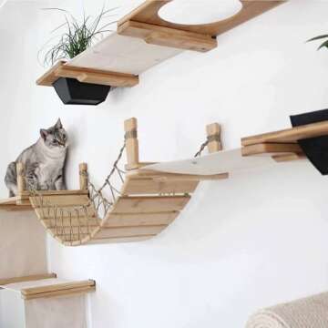 CatastrophiCreations Juggernaut Modern Cat Condo for Large and Small Cats, with Bridgewall, Hammocks, Scratching Poles, and Planters