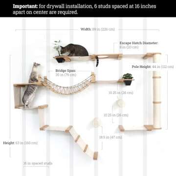 CatastrophiCreations Juggernaut Modern Cat Condo for Large and Small Cats, with Bridgewall, Hammocks, Scratching Poles, and Planters