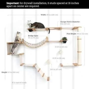 CatastrophiCreations Juggernaut Modern Cat Condo for Large and Small Cats, with Bridgewall, Hammocks, Scratching Poles, and Planters