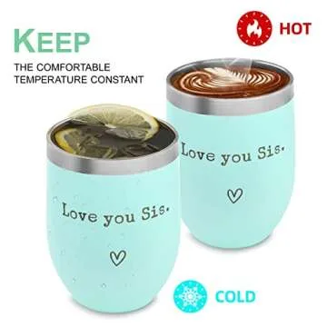 Sister Gifts from Sister - I Love You Sis - Sister Gifts for Birthday - Graduation Gifts Thanksgiving Christmas Gifts for Sister - 12oz Coffee Cup(Mint)