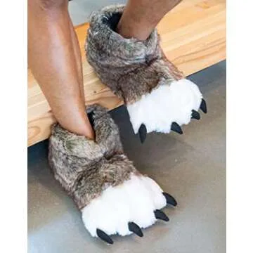 Wolf Paw Kid Slippers by Lazy One, Gray, Medium(kids13-3)