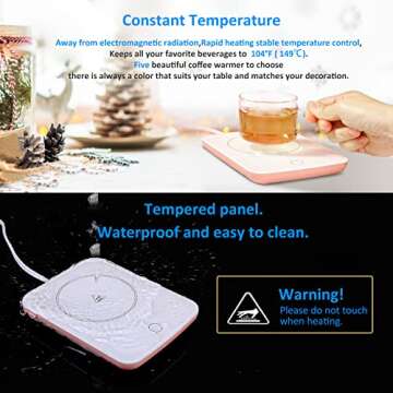 Misby Mug Warmer, Coffee Warmer for Desk Auto Shut Off Coffee Lovers Gift Ideas, Smart Coffee Cup Warmer with Gravity-Induction Coffee Mug Warmer for Desk Use Keep Beverages Coffee Warmer (Pink)
