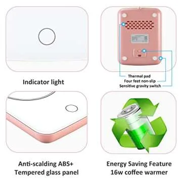 Misby Mug Warmer, Coffee Warmer for Desk Auto Shut Off Coffee Lovers Gift Ideas, Smart Coffee Cup Warmer with Gravity-Induction Coffee Mug Warmer for Desk Use Keep Beverages Coffee Warmer (Pink)