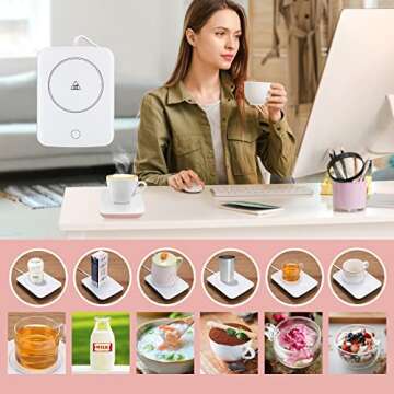 Misby Mug Warmer, Coffee Warmer for Desk Auto Shut Off Coffee Lovers Gift Ideas, Smart Coffee Cup Warmer with Gravity-Induction Coffee Mug Warmer for Desk Use Keep Beverages Coffee Warmer (Pink)