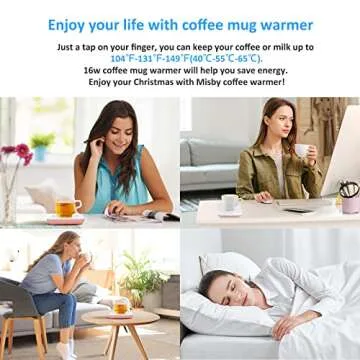 Misby Mug Warmer, Coffee Warmer for Desk Auto Shut Off Coffee Lovers Gift Ideas, Smart Coffee Cup Warmer with Gravity-Induction Coffee Mug Warmer for Desk Use Keep Beverages Coffee Warmer (Pink)