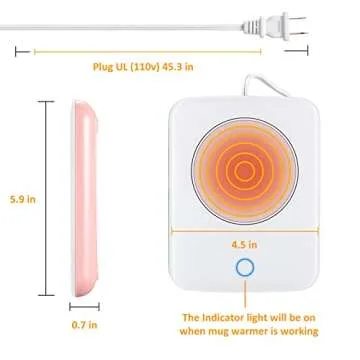 Misby Mug Warmer, Coffee Warmer for Desk Auto Shut Off Coffee Lovers Gift Ideas, Smart Coffee Cup Warmer with Gravity-Induction Coffee Mug Warmer for Desk Use Keep Beverages Coffee Warmer (Pink)