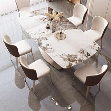 LITFAD Modern Rectangle Dining Table Set with 6 Chairs - Elegant Home Furniture