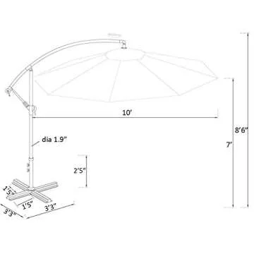 C-Hopetree 10 ft Offset Patio Umbrella with Solar Lights