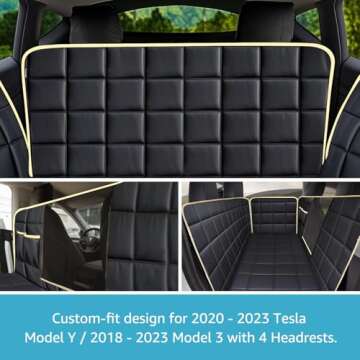 Lassie Dog Hammock for Car, Compatible with 2020-2025 Tesla Model Y Dog Seat Covers,Dog Car Seat Cover for Back Seat with 4 Headrests and 2 Seat Belts, 100% Waterproof Pet Seat Protector for Dogs