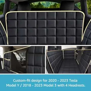 Lassie Dog Hammock for Car, Compatible with 2020-2025 Tesla Model Y Dog Seat Covers,Dog Car Seat Cover for Back Seat with 4 Headrests and 2 Seat Belts, 100% Waterproof Pet Seat Protector for Dogs