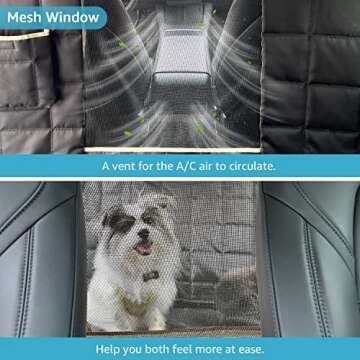 Lassie Dog Hammock for Car, Compatible with 2020-2025 Tesla Model Y Dog Seat Covers,Dog Car Seat Cover for Back Seat with 4 Headrests and 2 Seat Belts, 100% Waterproof Pet Seat Protector for Dogs