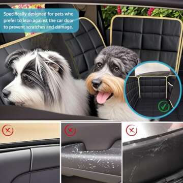 Lassie Dog Hammock for Car, Compatible with 2020-2025 Tesla Model Y Dog Seat Covers,Dog Car Seat Cover for Back Seat with 4 Headrests and 2 Seat Belts, 100% Waterproof Pet Seat Protector for Dogs