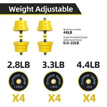 Nice C Weights, Dumbbell Set, Kettlebells, Adjustable Dumbbells, Barbell Weight Set, 20-40-50-70LB 3-in-1 Set, Non-Slip, All-Purpose (Barbell 44LB or 22 LB Dumbbell Pair)