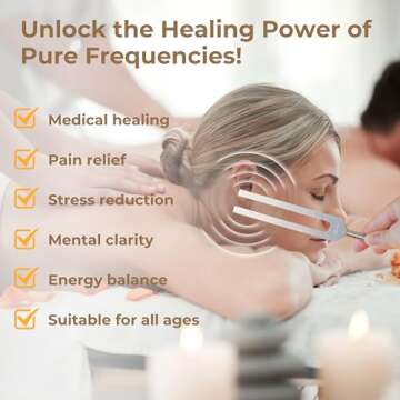 Tuning Forks for Healing Set (128Hz, 136.1Hz, 256Hz, 384Hz) - Weighted & Unweighted Tuning Forks with Reflex Hammer - Chakra Sound Therapy Instruments with a Bag, Healing Gifts for Women & Meditation