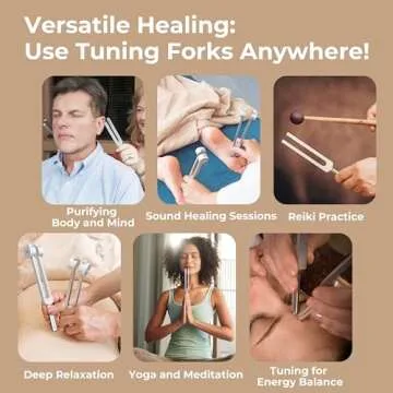Tuning Forks for Healing Set (128Hz, 136.1Hz, 256Hz, 384Hz) - Weighted & Unweighted Tuning Forks with Reflex Hammer - Chakra Sound Therapy Instruments with a Bag, Healing Gifts for Women & Meditation