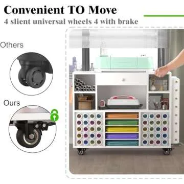 Craft Storage Cart with Large Drawer & Vinyl Roll Holder