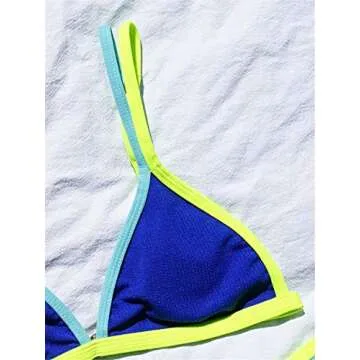 WDIRARA Women's Spaghetti Strap Triangle Bikini Bathing Suit 2 Piece Swimsuit Blue S