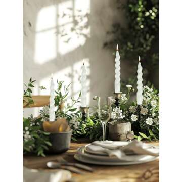 Elegant LPUSA Handmade White Spiral Taper Candles - Set of 4