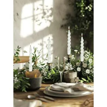 Elegant LPUSA Handmade White Spiral Taper Candles - Set of 4