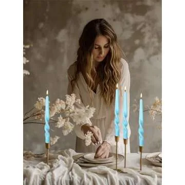 Elegant LPUSA Handmade White Spiral Taper Candles - Set of 4