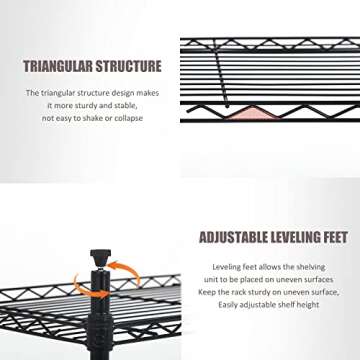 NChanmar 5-Tier Wire Shelving Unit Storage Shelves with Wheels Metal Shelves 60"x30"x14 Heavy Duty Metal Storage Rack NSF Height Adjustable for Home Kitchen Bathroom Garage Pantry Organization…