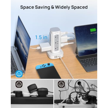 TROND Surge Protector Power Strip Tower with USB Ports