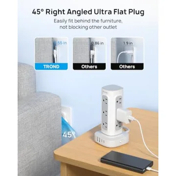 TROND Surge Protector Power Strip Tower with USB Ports