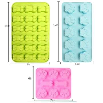 GELIFATLE Puppy Dog Paw and Bone Silicone Molds Silicone Trays, Non-Stick Food Grade Silicone Molds ...