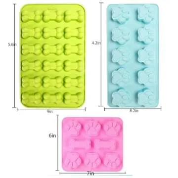 GELIFATLE Puppy Dog Paw and Bone Silicone Molds Silicone Trays, Non-Stick Food Grade Silicone Molds ...