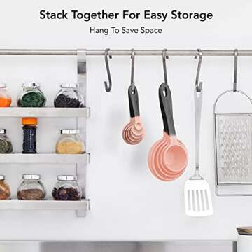 Country Kitchen 12 PC Measuring Cups Set and Measuring Spoon Set/Gunmetal Stainless Steel Handles/Ne...