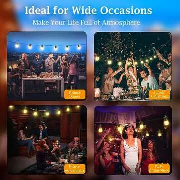 CIIC Solar Outdoor String Lights, 46FT LED Patio Lights Powered for Outside IP65 Waterproof, Hanging with 8 Modes 16+2 Shatterproof Bulbs Hallowmas Party-3000K Warm White (TYNDC-001)