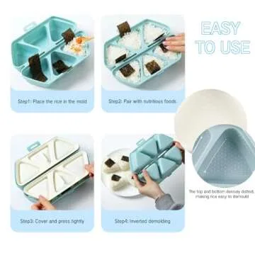 HIBILDER 6 in 1 Onigiri Mold Triangle Sushi Mold Once Quickly Make 6pcs Sushi - Multifunctional Rice Ball Mold for Making and Storing Sushi