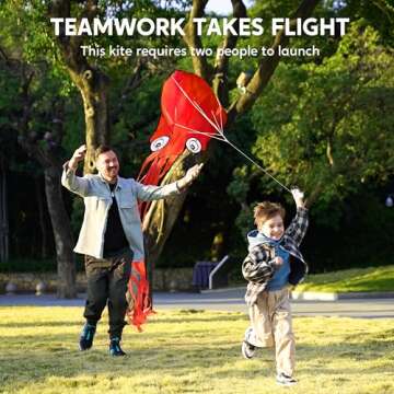SYNCFUN Large Red Octopus Kite – Easy-Fly Design for Kids and Families!