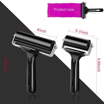 2Pcs Rubber Roller Brayer Rollers Hard Rubber 4 and 2.2 Inch for Printmaking (Black) by HRLORKC…