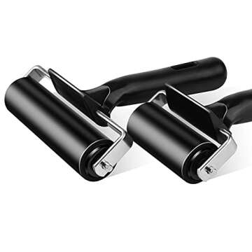 2Pcs Rubber Roller Brayer Rollers Hard Rubber 4 and 2.2 Inch for Printmaking (Black) by HRLORKC…