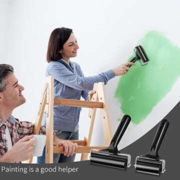 2Pcs Rubber Roller Brayer Rollers Hard Rubber 4 and 2.2 Inch for Printmaking (Black) by HRLORKC…