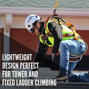 Malta Dynamics Razorback Elite Sternal D-Ring Safety Harness Fall Protection, Aluminum, Lightweight Full Body Harness, Quick Connect Buckles, Sewn-In Safety Belt - OSHA/ANSI Compliant (L-XL)