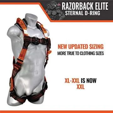 Malta Dynamics Razorback Elite Sternal D-Ring Safety Harness Fall Protection, Aluminum, Lightweight Full Body Harness, Quick Connect Buckles, Sewn-In Safety Belt - OSHA/ANSI Compliant (L-XL)